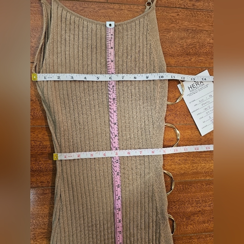 Hera Collection Taupe Dress Ribbed With Side Opening Size S Sexy Clubwear NEW - Picture 10 of 16